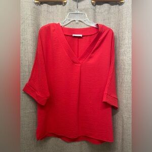 Zenana Outfitters Scarlet V-Neck Short Sleeve Top